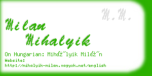 milan mihalyik business card